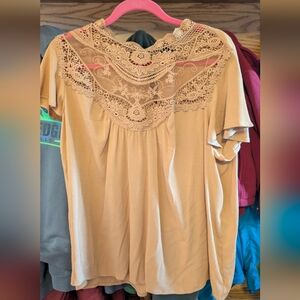 Torrid Tan Lace Detail Blouse